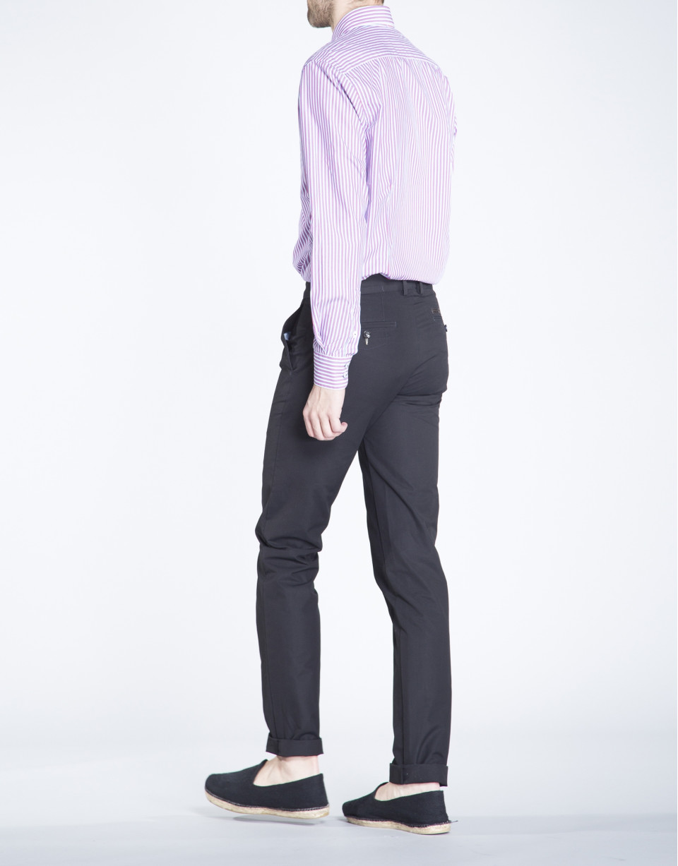 Camisa azul y coral sport rayas