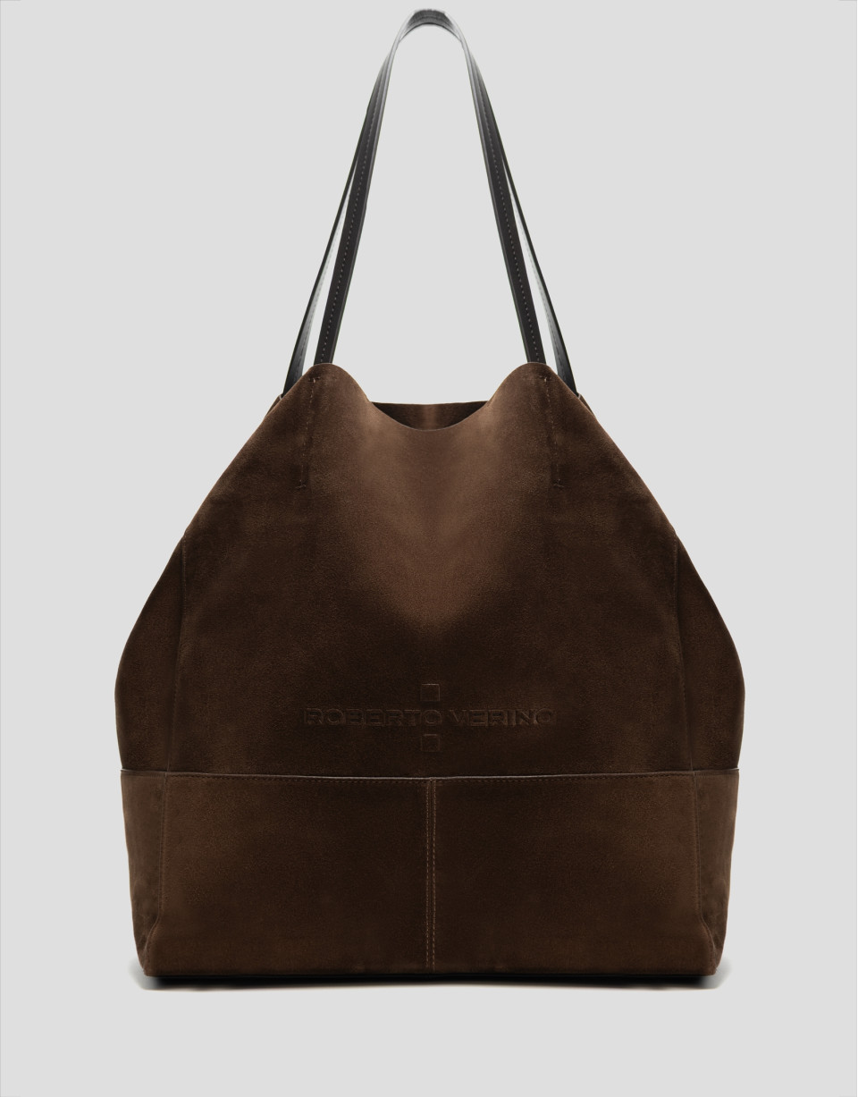 Megan brown suede shopper bag - Woman - SS2026 | Roberto Verino