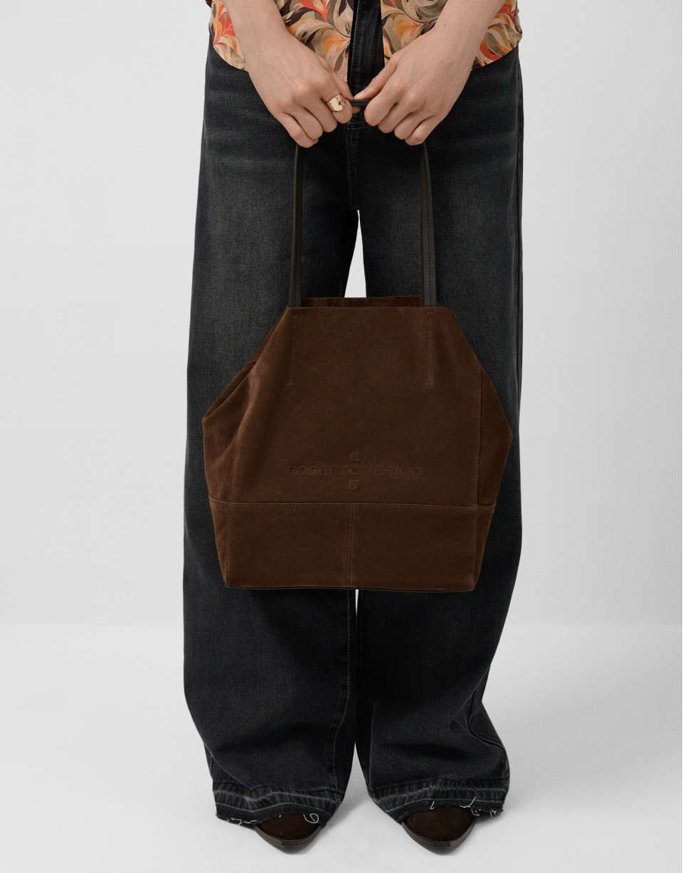 Bolso shopper Megan Midi ante marrón - Inicio | Roberto Verino