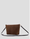 Megan Messenger brown suede shoulder bag | Roberto Verino