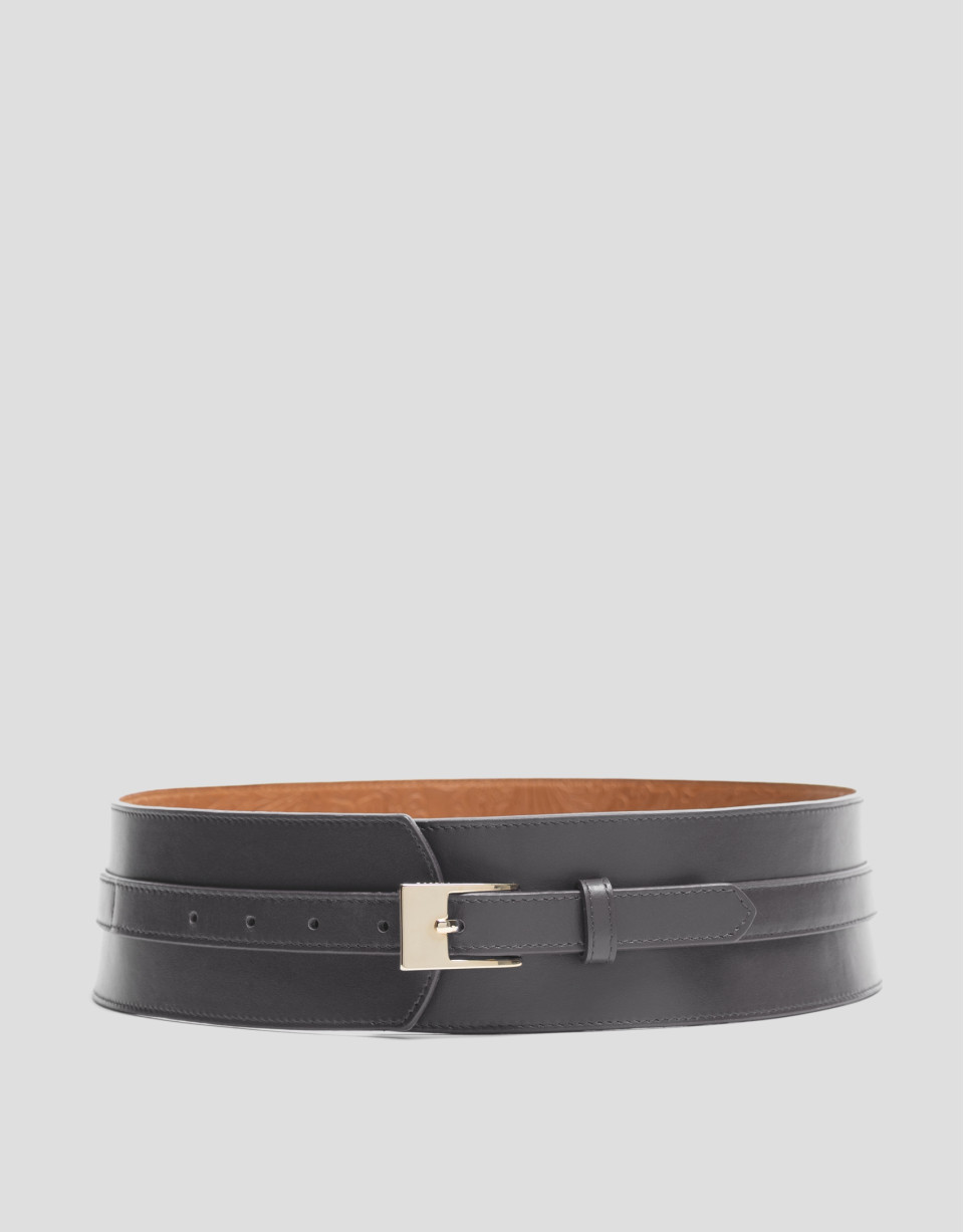 Cinturón ancho piel gris - Gift Guide - OI2025 | Roberto Verino