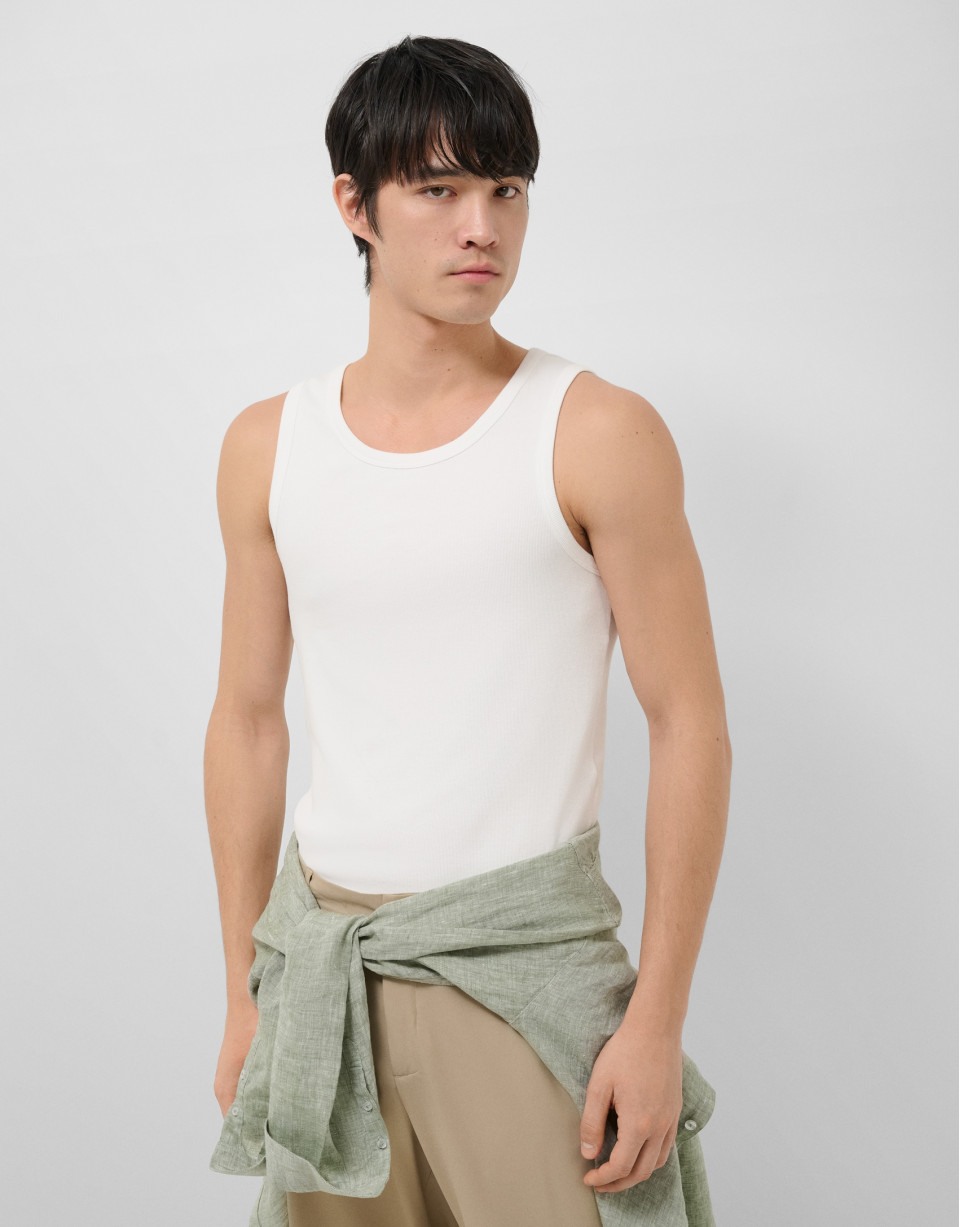White ribbed waistcoat - Man - SS2026 | Roberto Verino