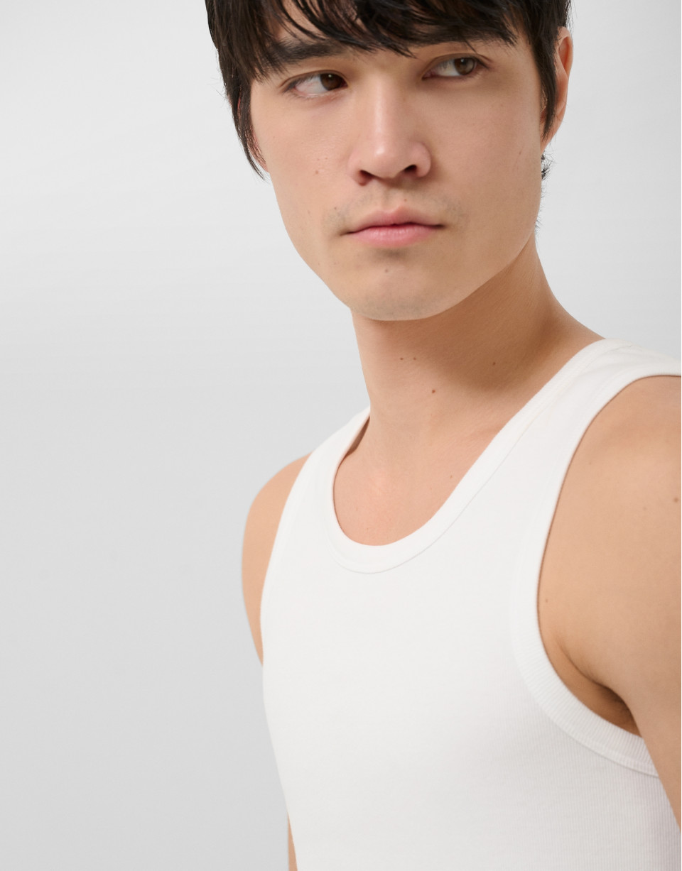 Camiseta tirantes rib blanco - Hombre - PV2026 | Roberto Verino