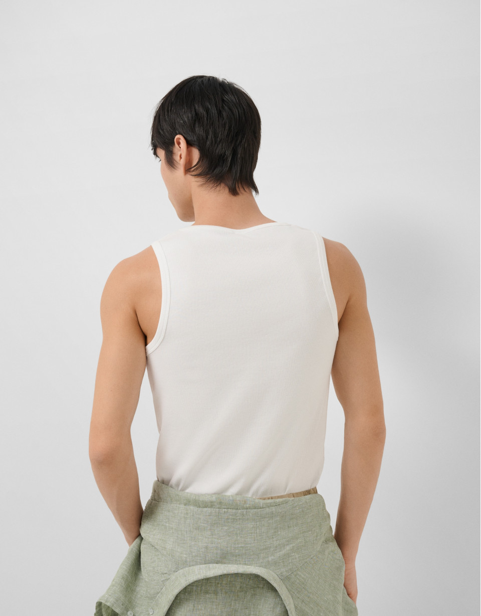 Camiseta tirantes rib blanco - Hombre - PV2026 | Roberto Verino