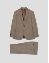 Slim fit half canvas suit, fake plain tan - Man | Roberto Verino