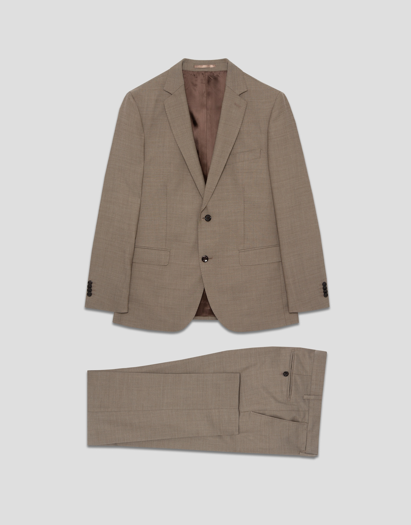 Slim fit half canvas suit, fake plain tan - Man | Roberto Verino