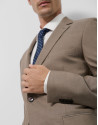 Slim fit half canvas suit, fake plain tan - Man | Roberto Verino