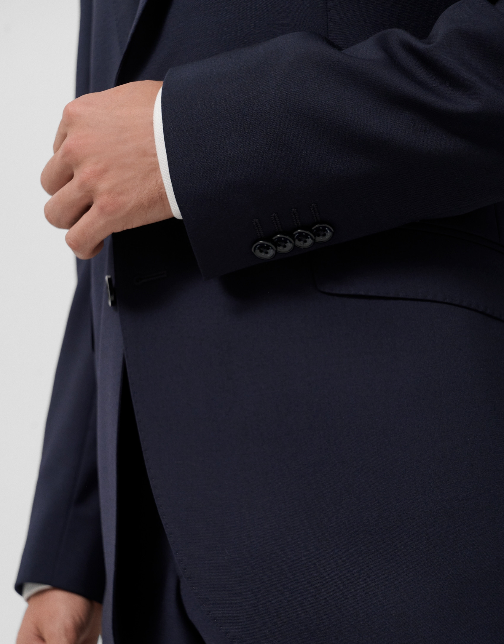 Dark blue regular fit half canvas suit - Home | Roberto Verino