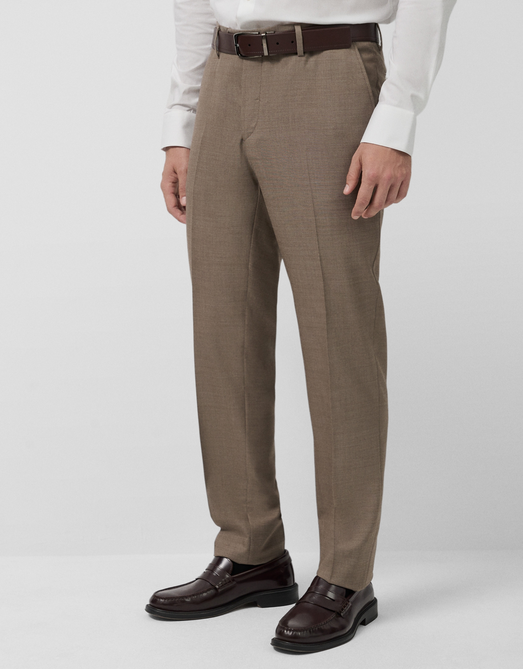 Slim fit half canvas suit, fake plain tan - Man | Roberto Verino