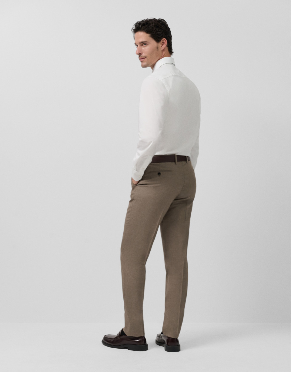 Slim fit half canvas suit, fake plain tan - Man | Roberto Verino