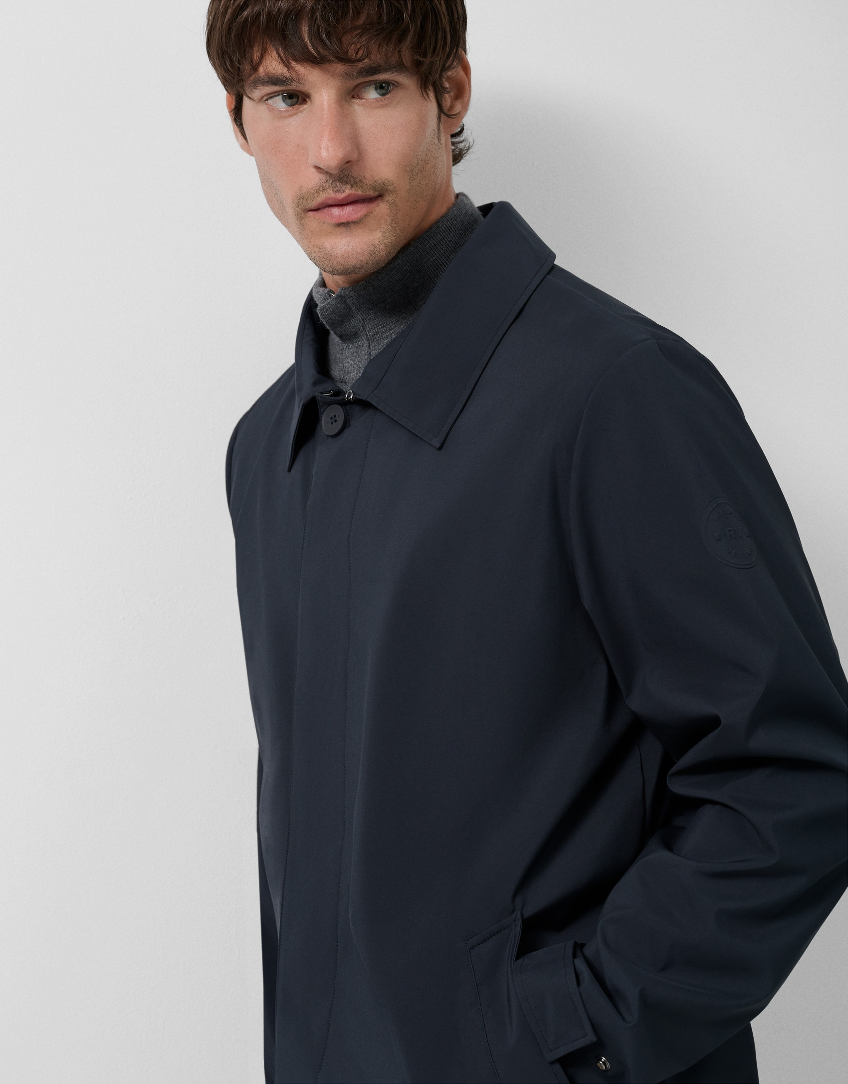 Navy trench coat with detachable bib - Man | Roberto Verino