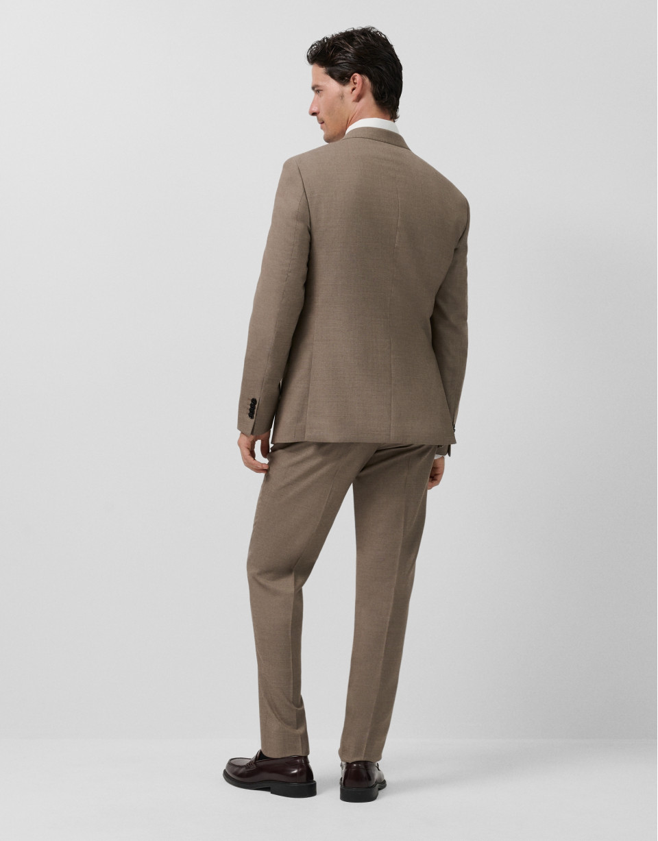 Slim fit half canvas suit, fake plain tan - Man | Roberto Verino