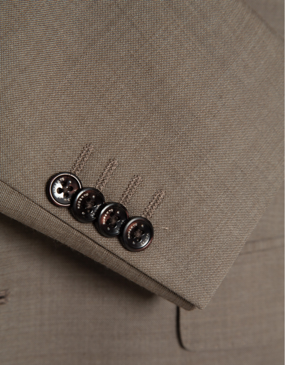 Slim fit half canvas suit, fake plain tan - Man | Roberto Verino
