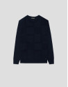 Navy wool sweater with pattern on the front | Roberto Verino