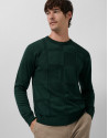 Dark green wool sweater with pattern on the ... | Roberto Verino
