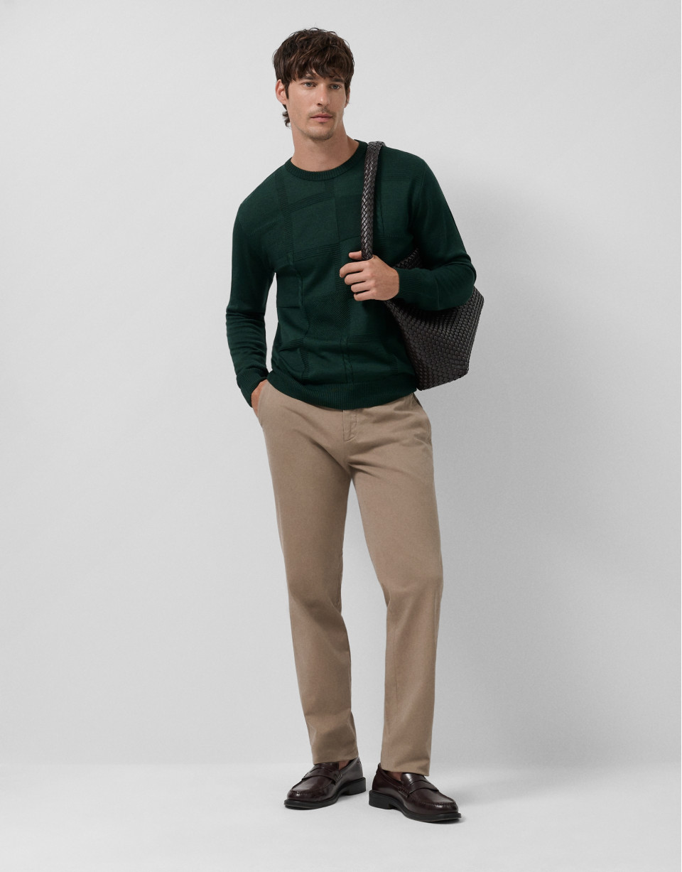 Dark green wool sweater with pattern on the ... | Roberto Verino