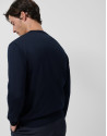 Navy wool sweater with pattern on the front | Roberto Verino