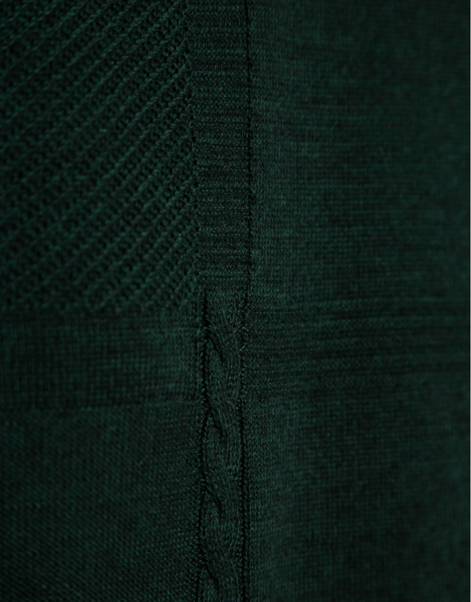 Dark green wool sweater with pattern on the ... | Roberto Verino