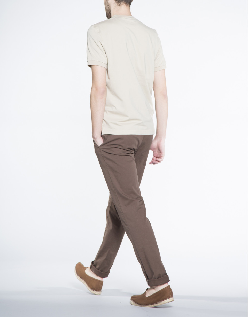 Plain sand V-neck top