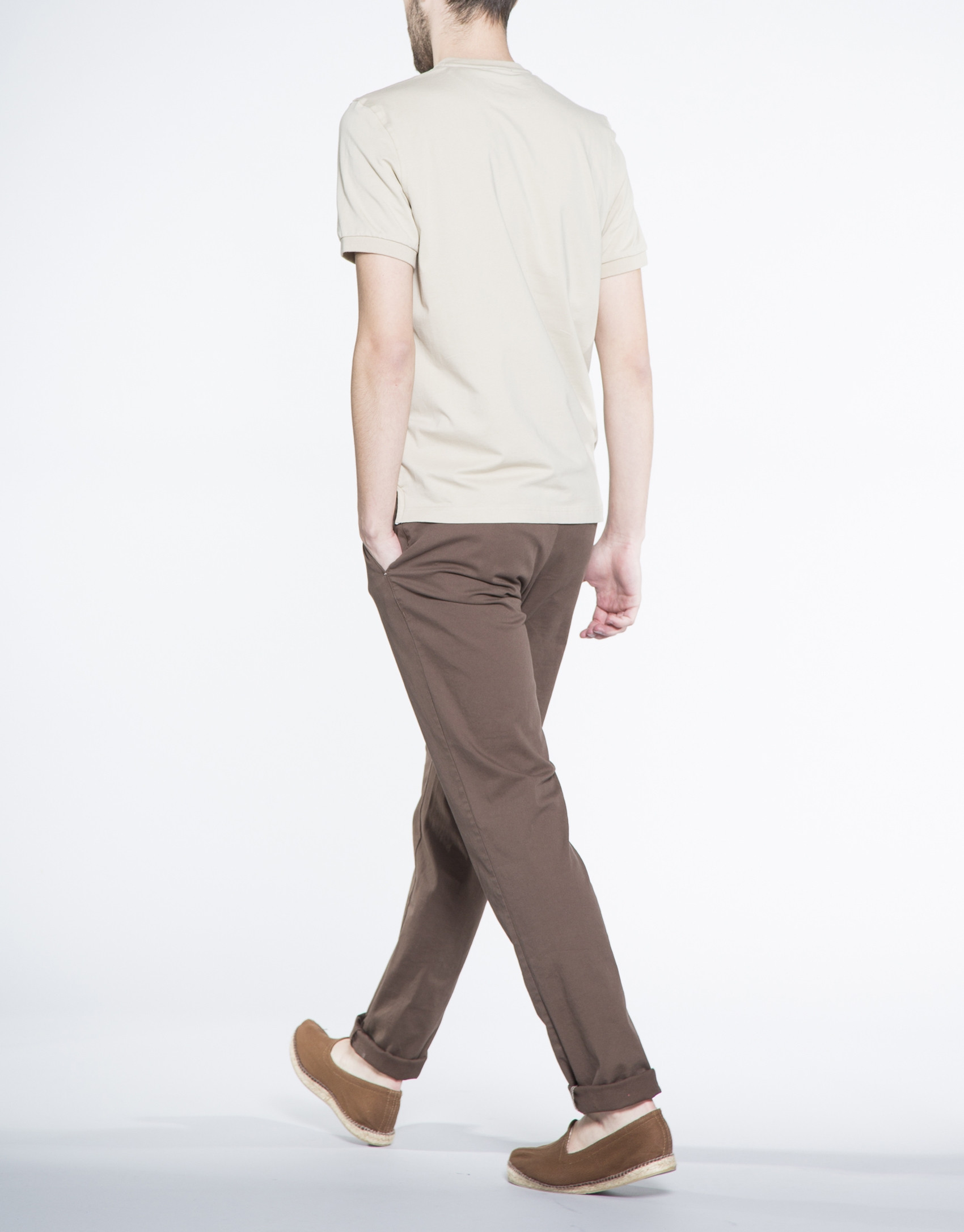Plain sand V-neck top