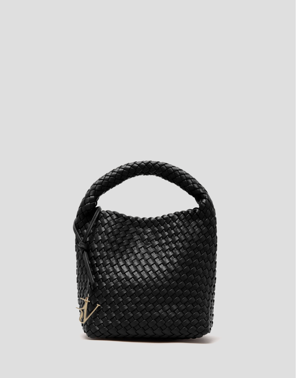Bolso de mano Paula Hobo Midi piel trenzada negra