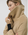 Camel wool long coat with wrap-around collar | Roberto Verino