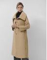 Camel wool long coat with wrap-around collar | Roberto Verino