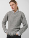 Jersey oversize gris con flecos - Mujer | Roberto Verino