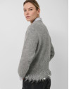 Jersey oversize gris con flecos - Mujer | Roberto Verino