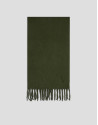 Khaki green wool scarf with embroidered RV | Roberto Verino