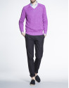 Purple cable stitch V neck sweater 