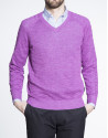 Purple cable stitch V neck sweater 