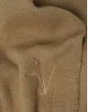 Camel wool scarf with embroidered RV - Woman | Roberto Verino
