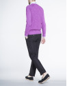 Purple cable stitch V neck sweater 
