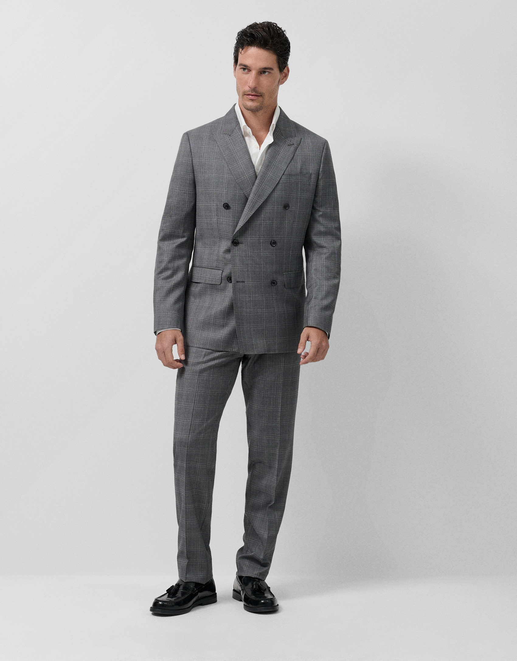 Half canvas virgin wool suit in grey tones | Roberto Verino