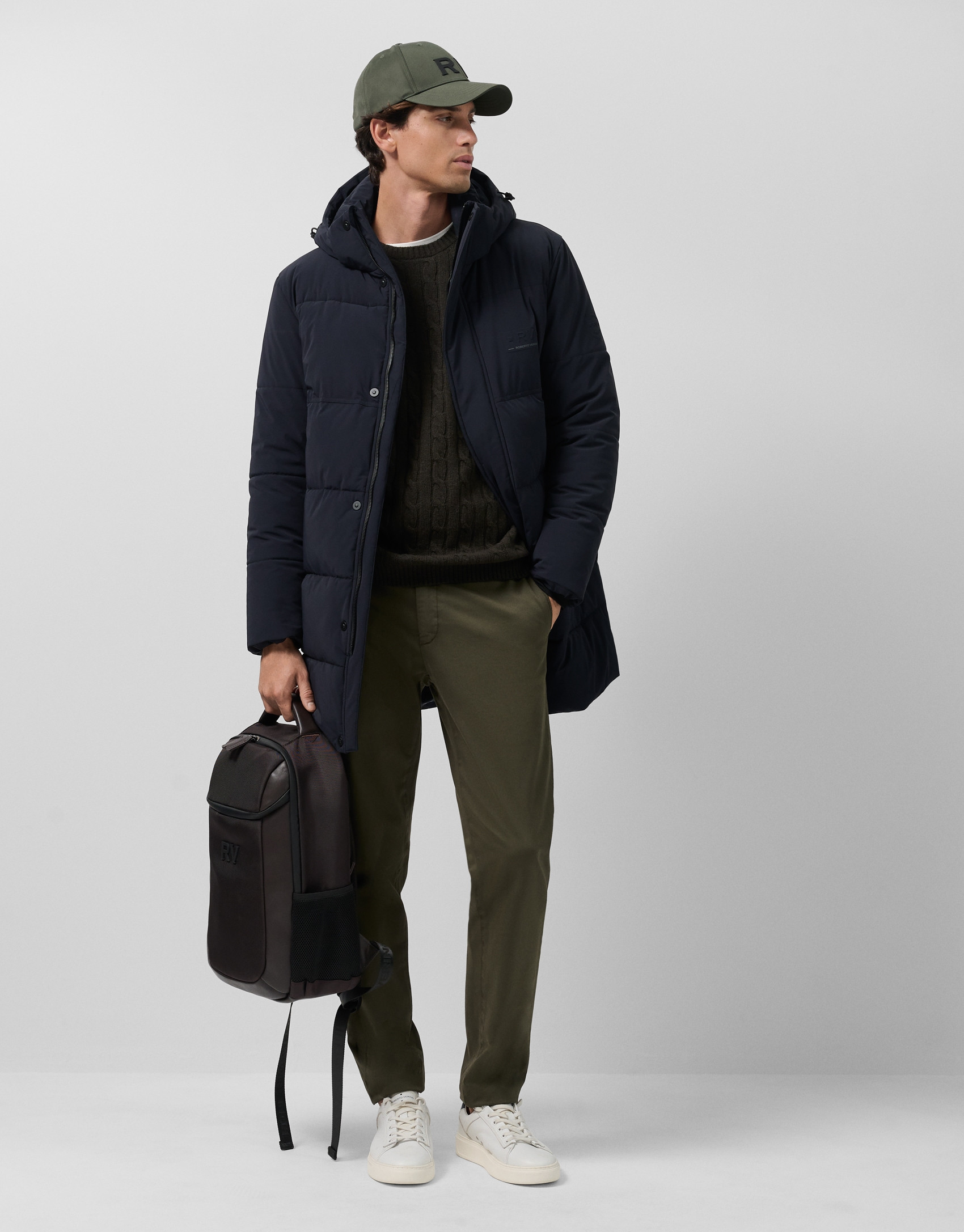 Long navy quilted garment - Man - AW2025 | Roberto Verino