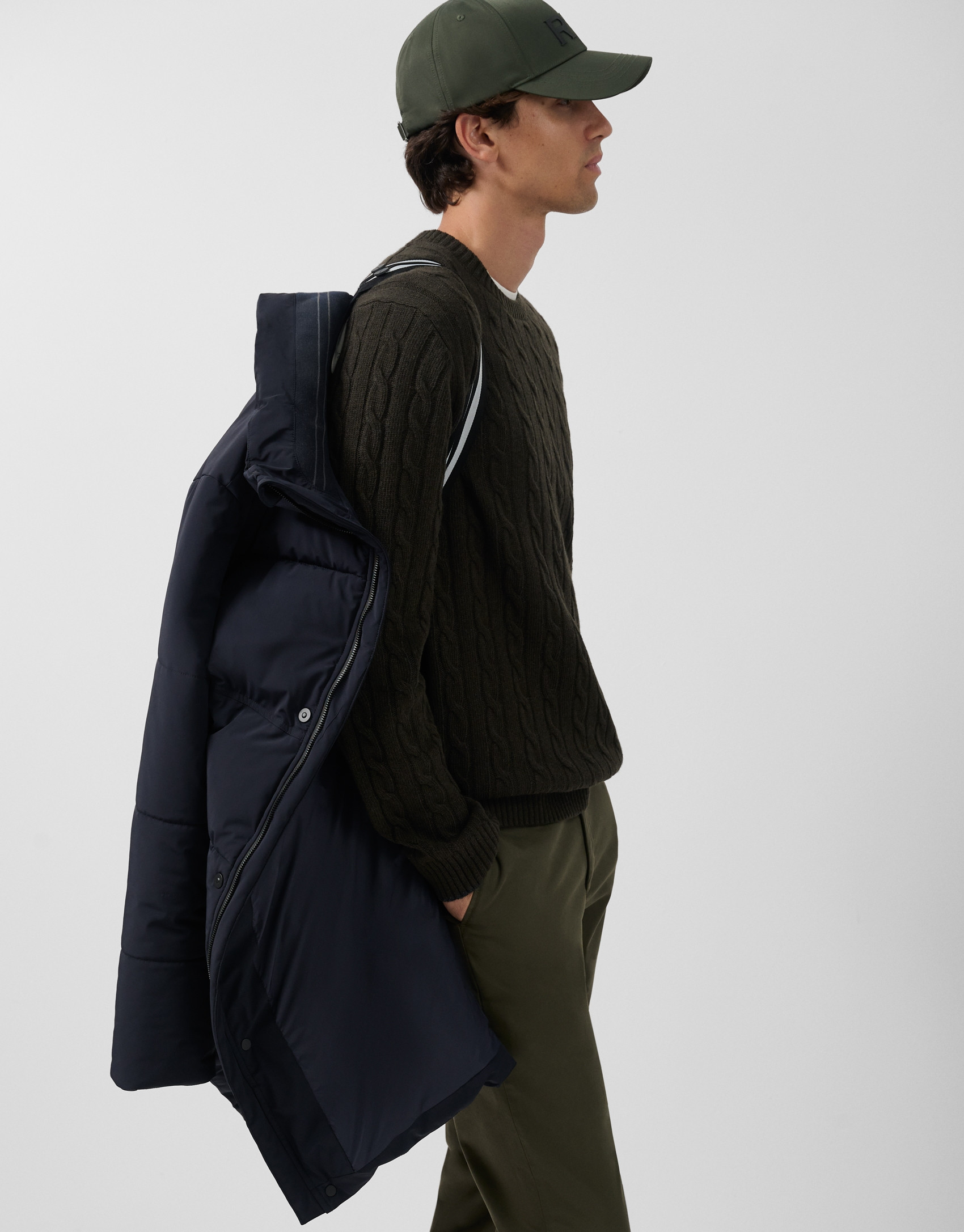 Long navy quilted garment - Man - AW2025 | Roberto Verino