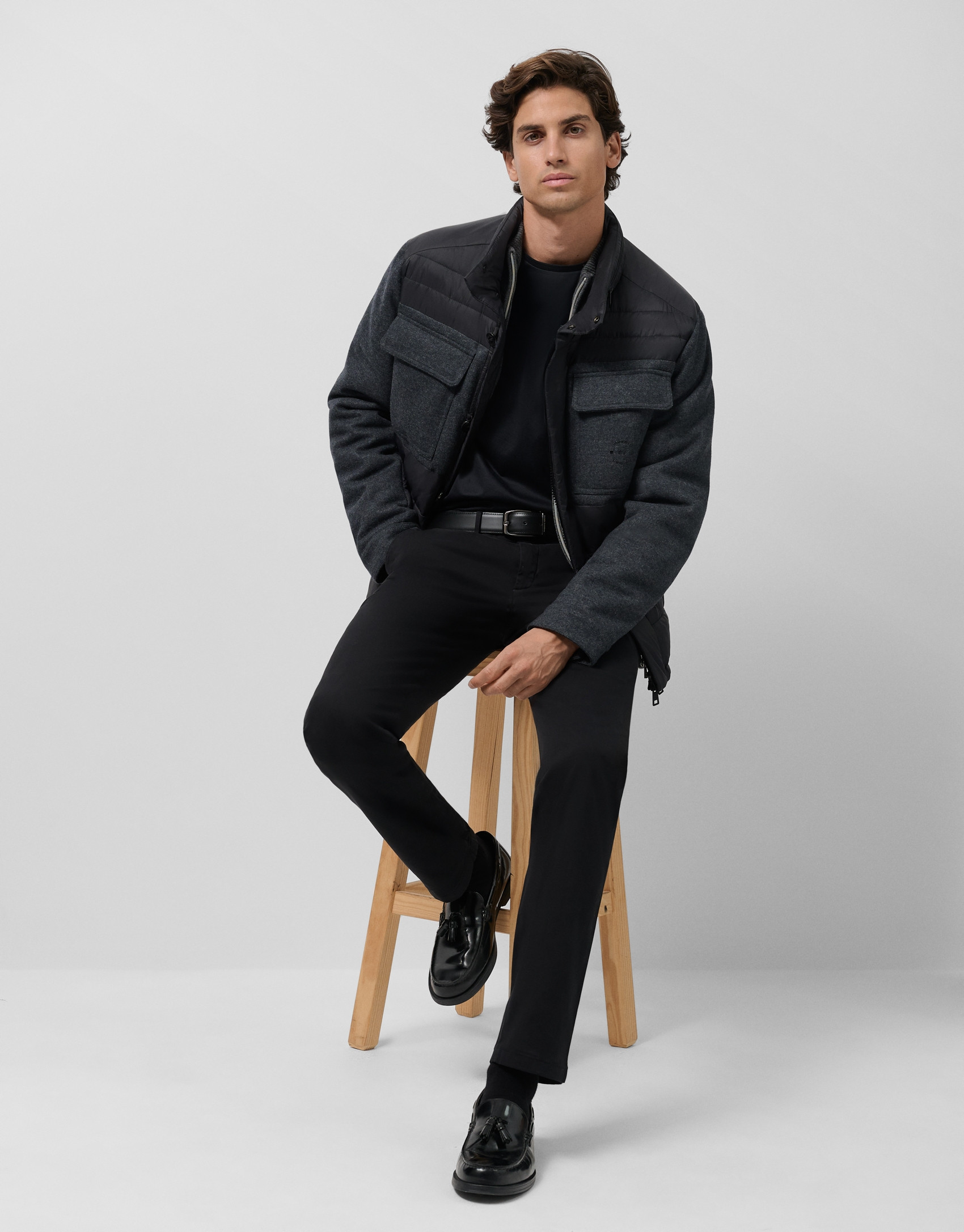 Jacket combined with technical fabric and ... | Roberto Verino