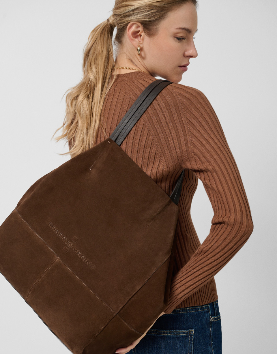 Bolso shopper Megan ante marrón - Mujer | Roberto Verino