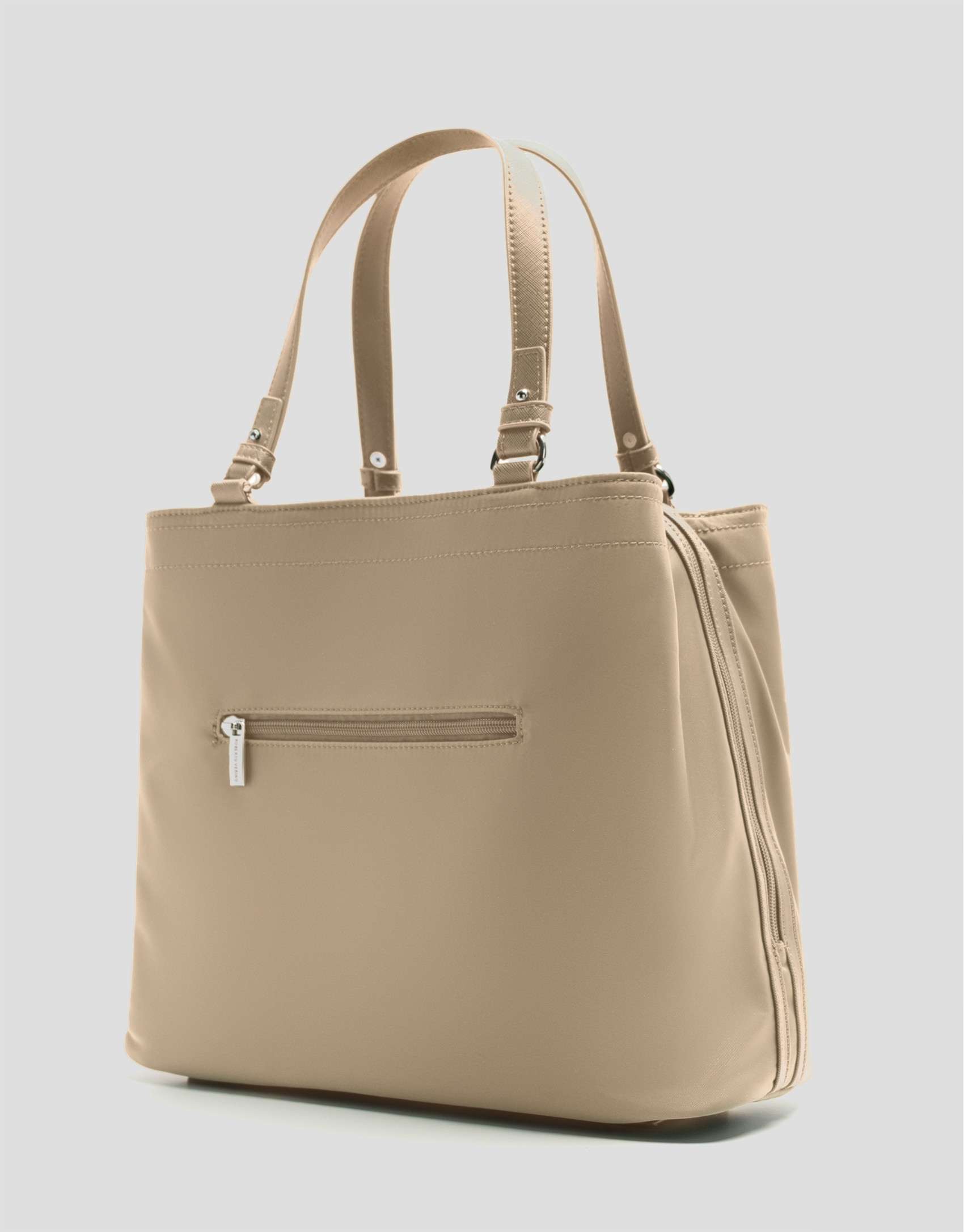 Bolso de mano Hobo Violeta M nailon beige | Roberto Verino