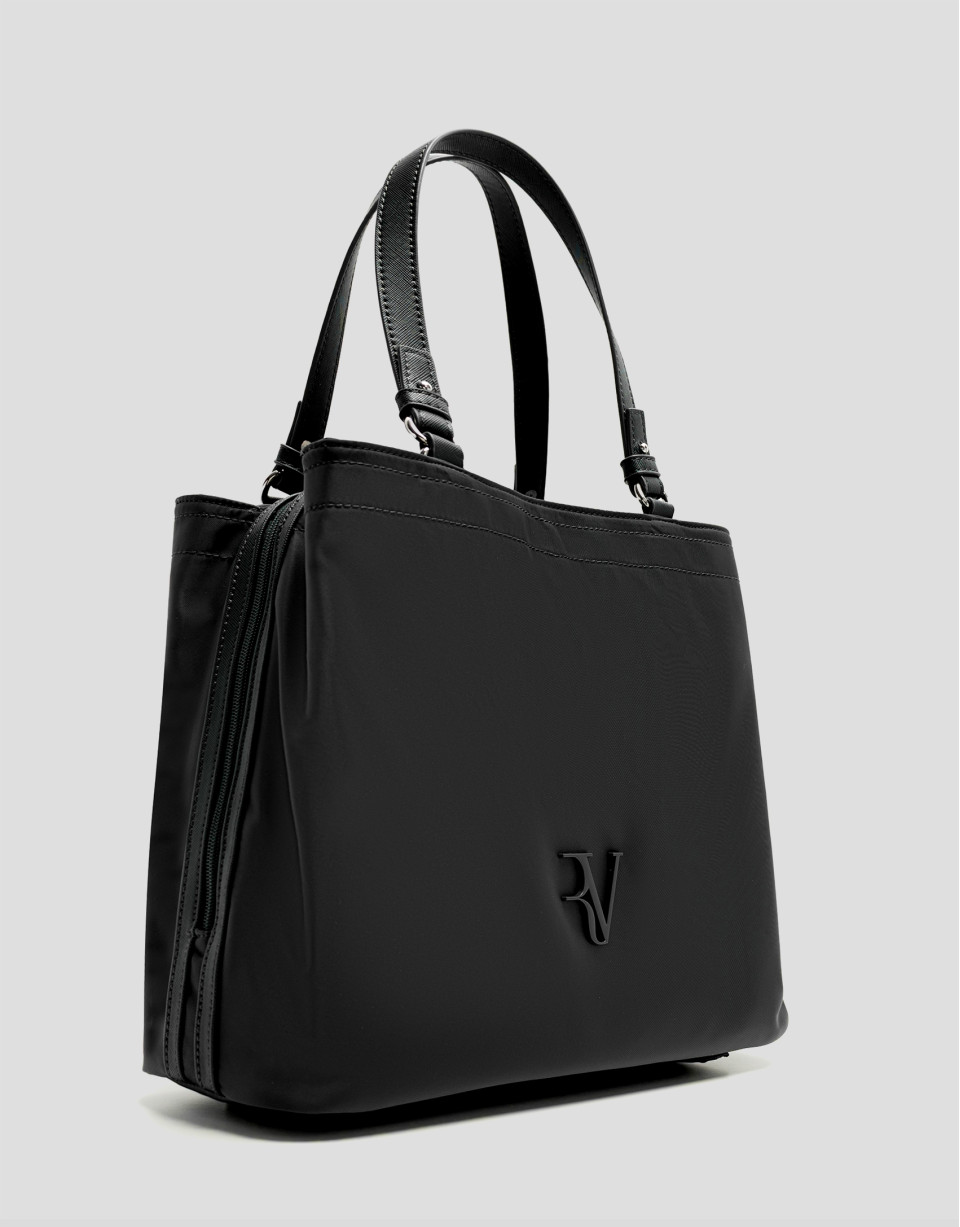 Hobo Violet M handbag in black nylon - Woman | Roberto Verino