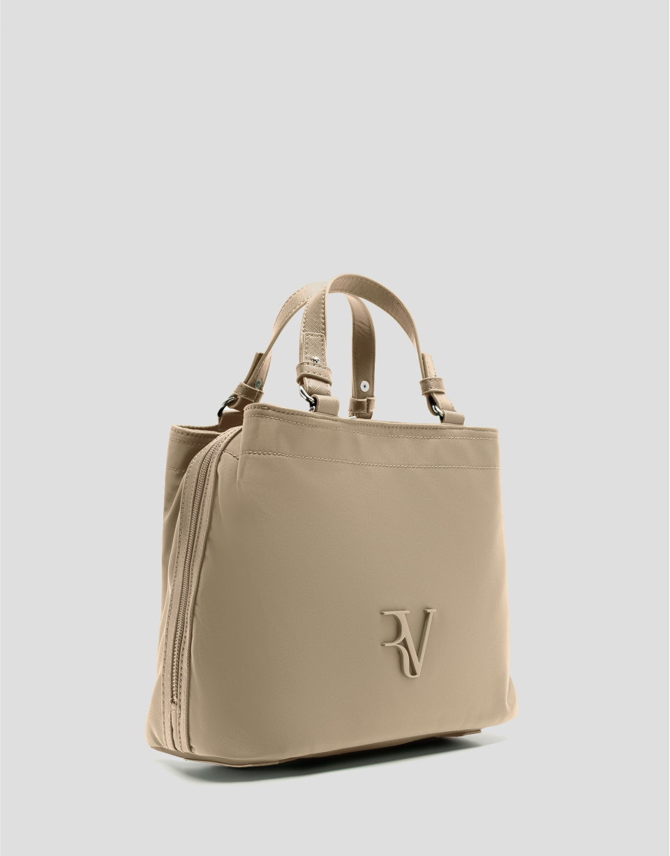 Hobo Violet S handbag in beige nylon | Roberto Verino