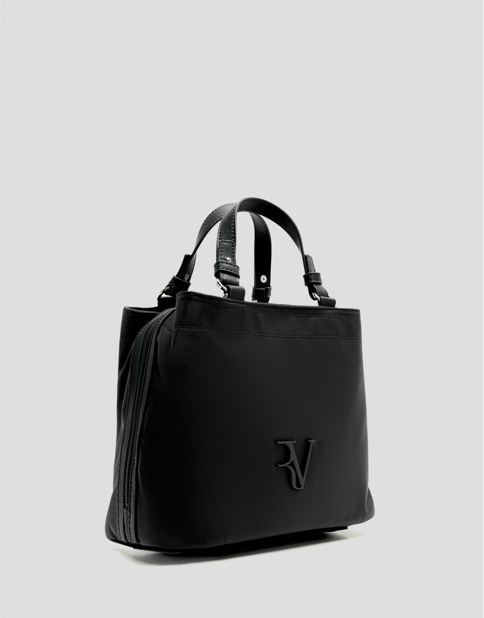Bolso de mano Hobo Violeta S nailon negro | Roberto Verino