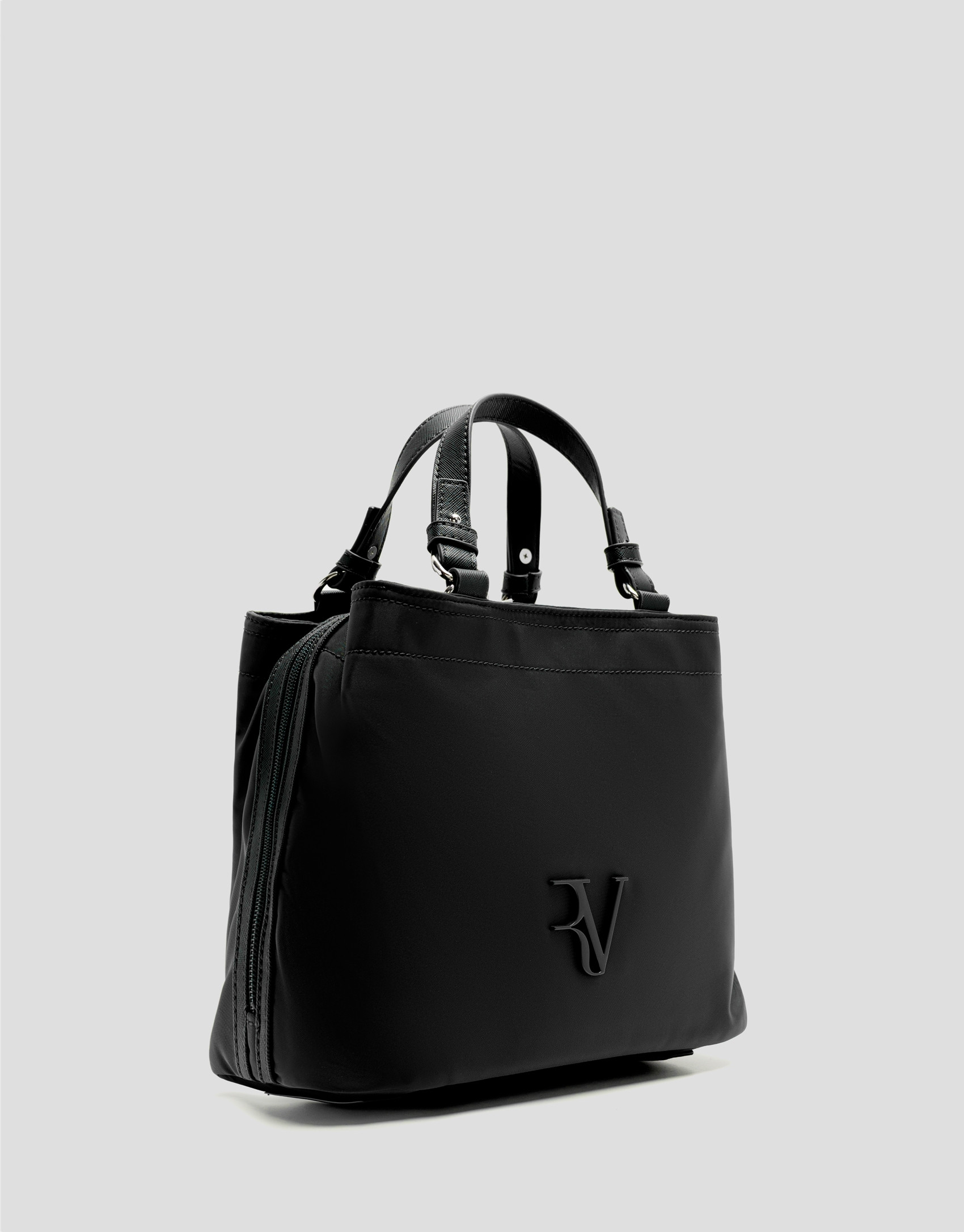 Bolso de mano Hobo Violeta S nailon negro | Roberto Verino