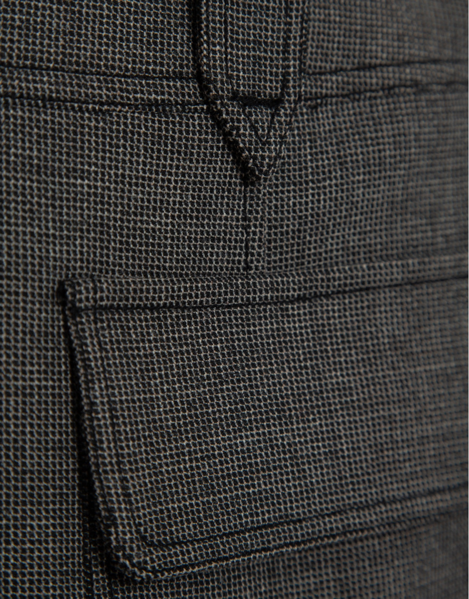 Skirt with grey micro-patterned front pleat | Roberto Verino