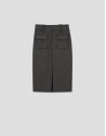 Skirt with grey micro-patterned front pleat | Roberto Verino