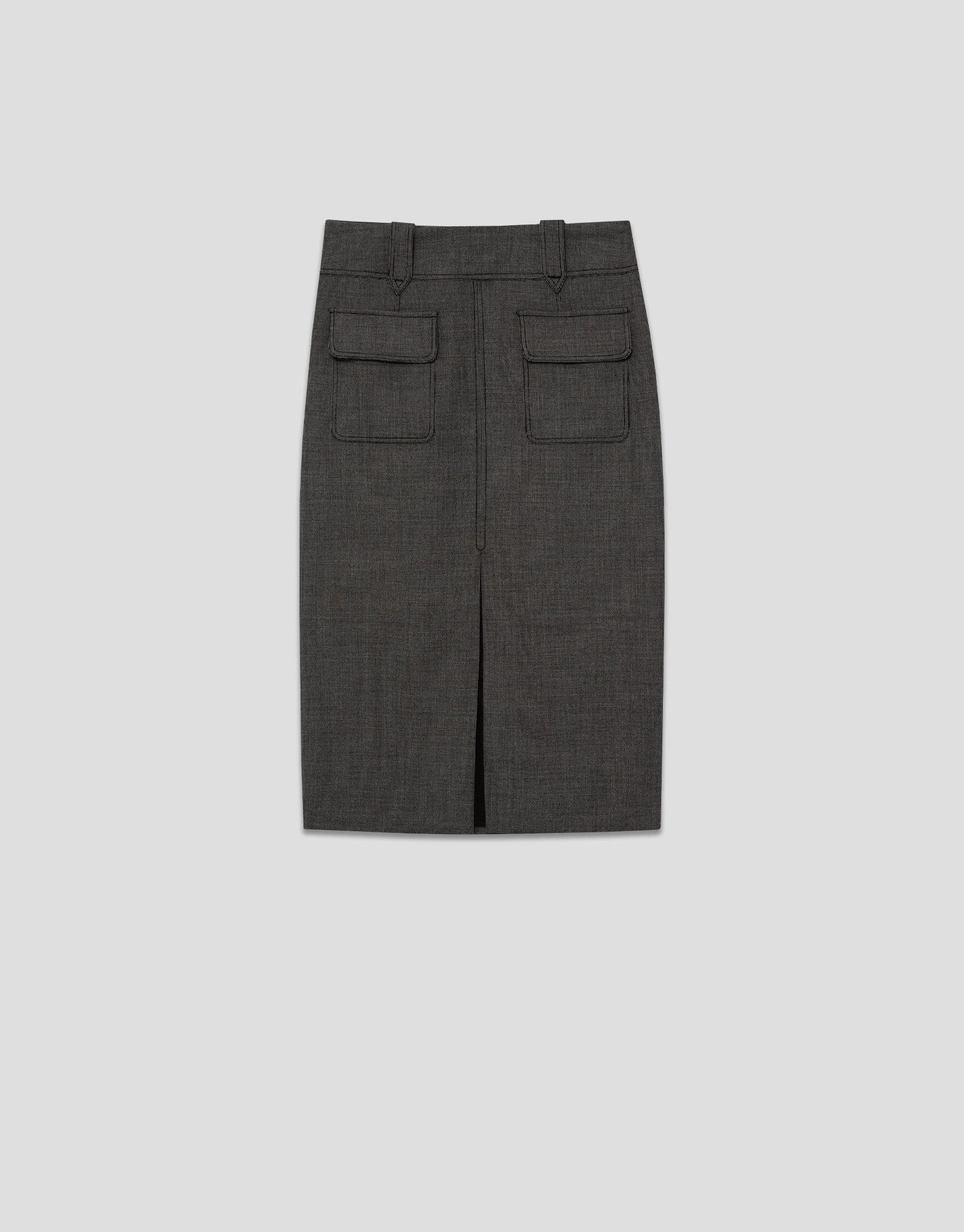Skirt with grey micro-patterned front pleat | Roberto Verino