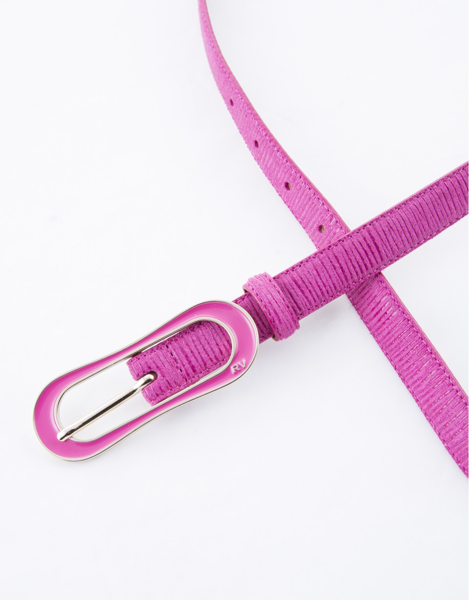 Narrow fuchsia leather belt 