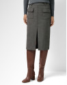 Skirt with grey micro-patterned front pleat | Roberto Verino