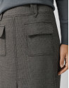 Skirt with grey micro-patterned front pleat | Roberto Verino